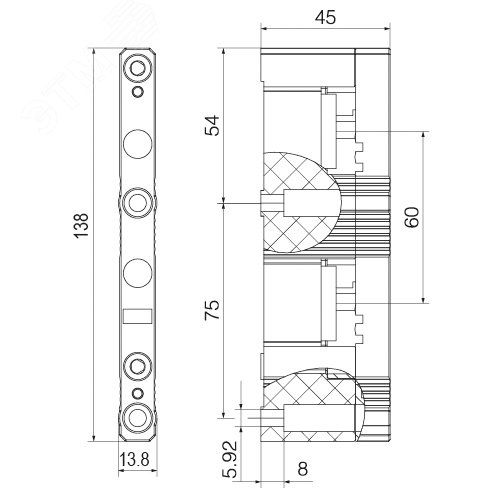 Держатель шин 12,20,30x5,10 2пол 60мм - фото 2