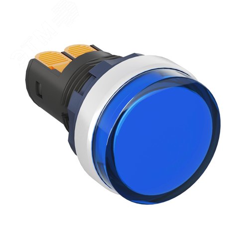 Сигнальная лампа со встроенным диодом 220В, синяя, алюминиевое кольцо, зажим Plug-In - фото 1