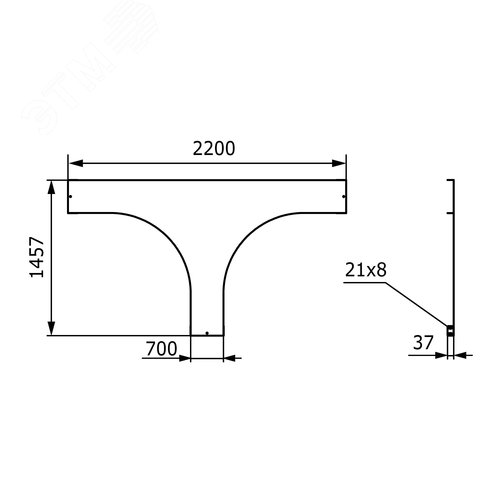 Крышка на ответвитель Т-образный 700мм цинк-ламельная - фото 2
