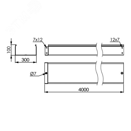 Лоток  100х300х4000, 2,0 мм, горячеоцинкованный - фото 2