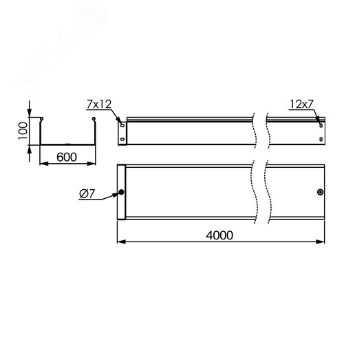 Лоток  100х600х4000, 2,0 мм, горячеоцинкованный - фото 2