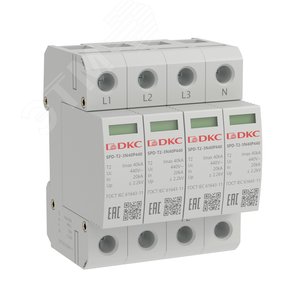 Изображение товара УЗИП, тип 2, 4 полюса, Imax 40kA, со сменным модулем, Un 440V (шт)