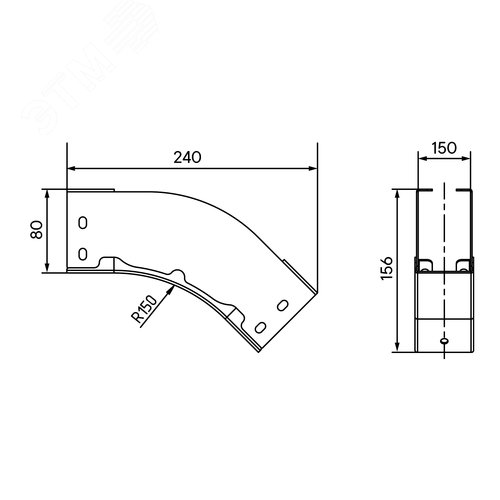 Угол вертикальный внешний 45 градусов 80х150 1,2 мм горячеоцинкованный в комплекте крепежные элементы соединительные пластины - фото 2