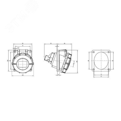 Розетка панельная с наклоном IP67 32А 3P+E 400В - фото 2
