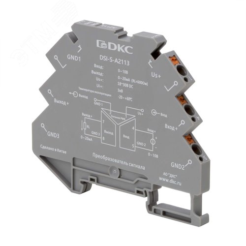 Изображение товара Преобразователь сигнала DSI, 6,2 мм 1 вход 0…10 В, 1 выход 0…20 мА (шт)