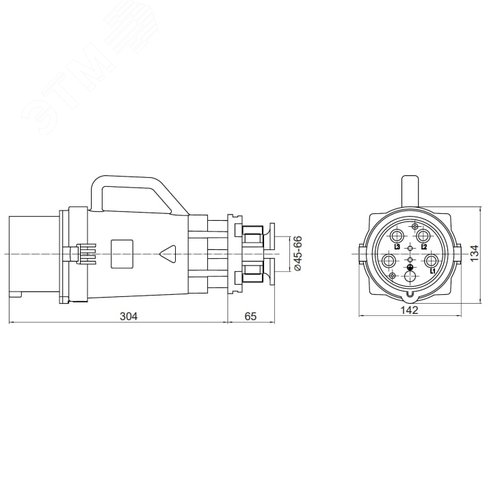 Вилка кабельная CP IP67 250A 3P+E+N 690В - фото 3