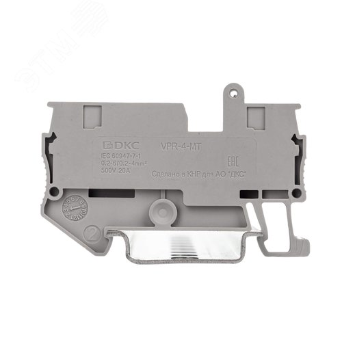 Клемма с размыкателем, зажим push-in, 2 точки подключения, 4 кв.мм, серая - фото 2