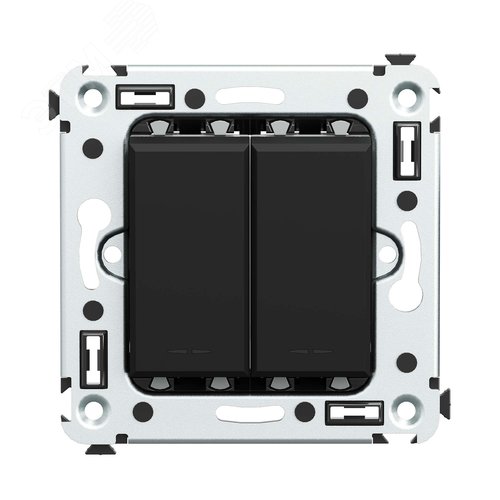 Изображение товара Avanti Выключатель двухклавишный в стену Черный матовый (шт)