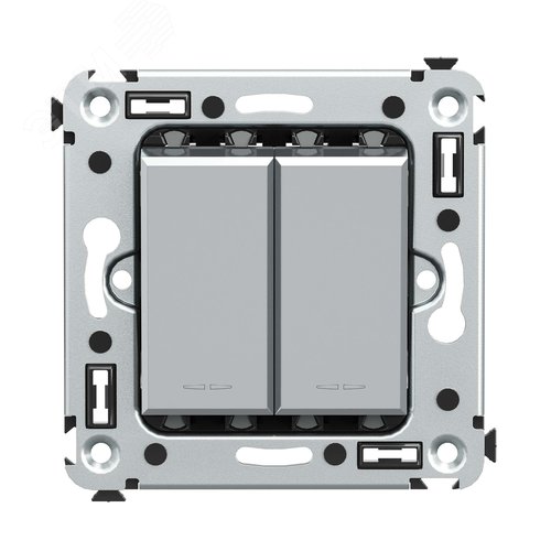 Avanti Переключатель двухклавишный в стену  Закаленная сталь - фото 1