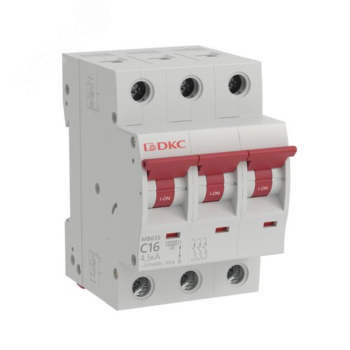 Модульный автоматический выключатель YON MB63, 3P,характеристика C, 16A, 6kA - фото 1