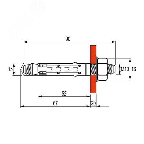 Анкер М10 стандартный со шпилькой - фото 2