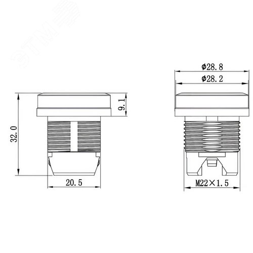 Головка кнопки плоская без фиксации, синяя - фото 5