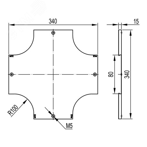 Крышка на ответвитель DPX крестообразный осн.80, горячеоцинкованная в комплекте с метизами и пластинами PTCE - фото 2