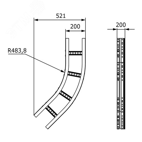 Угол лестничный 45 градусов 200x200 R660 горячеоцинкованный - фото 2