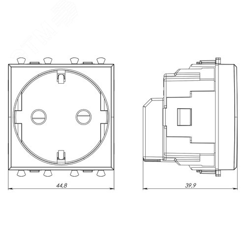 Avanti Розетка ''Черный квадрат'', 2P+E, с защитными шторками, 2 модульная - фото 5