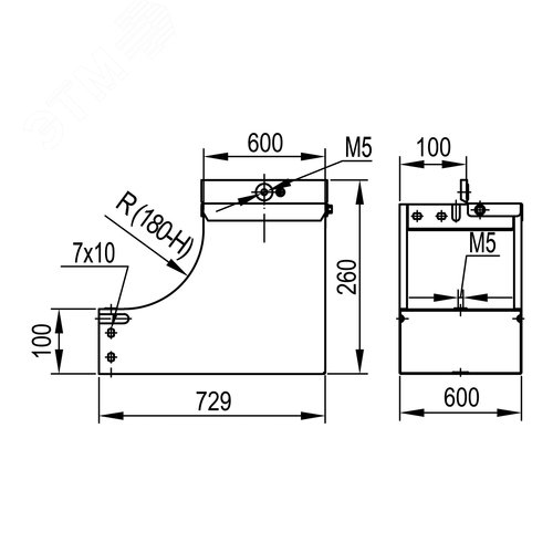 Угол вертикальный внутренний переходник CSSS 90 основание. 600 H100 в комплекте крепежные элементы соединительные пластины HDZ - фото 5