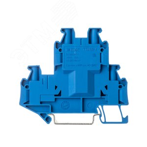 Клемма двухуровневая, винтовой зажим, 4 точки подключения, 4 кв.мм, синяя - фото 2