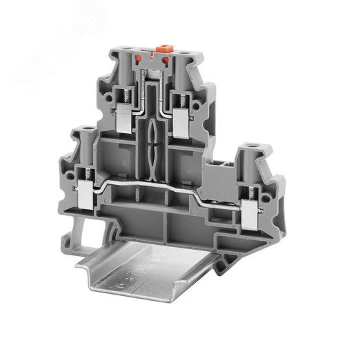 Клемма с размыкателем, двухуровневая, винтовой зажим, 4 точки подключения, 4 кв.мм, серая - фото 1