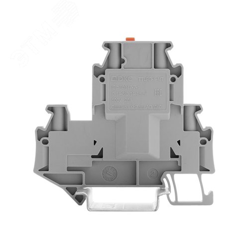 Клемма с размыкателем, двухуровневая, винтовой зажим, 4 точки подключения, 4 кв.мм, серая - фото 2