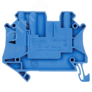 Клемма проходная, винтовой зажим, 3 точки подключения, 2.5 кв.мм, синяя - фото 2