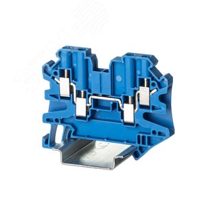 Изображение товара Клемма проходная, винтовой зажим, 4 точки подключения, 4 кв.мм, синяя (шт)