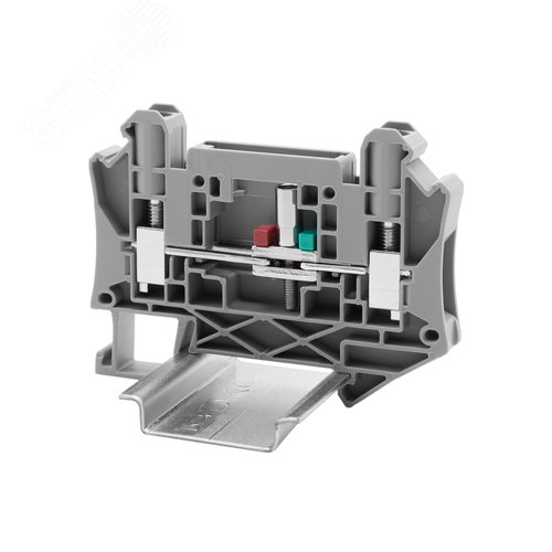 Клемма измерительная, для вставных изолированных перемычек, винтовой зажим, 2 точки подключения, 6 кв.мм, серая - фото 1