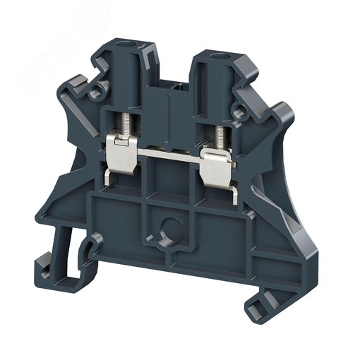 Клемма проходная, винтовой зажим, 2 точки подключения, 2.5 кв.мм, черная - фото 1