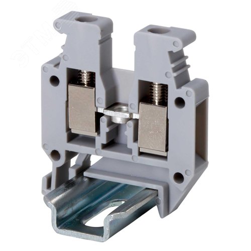 Клемма проходная миниатюрная, винтовой зажим, 2 точки подключения, 2.5 кв.мм, серая - фото 1