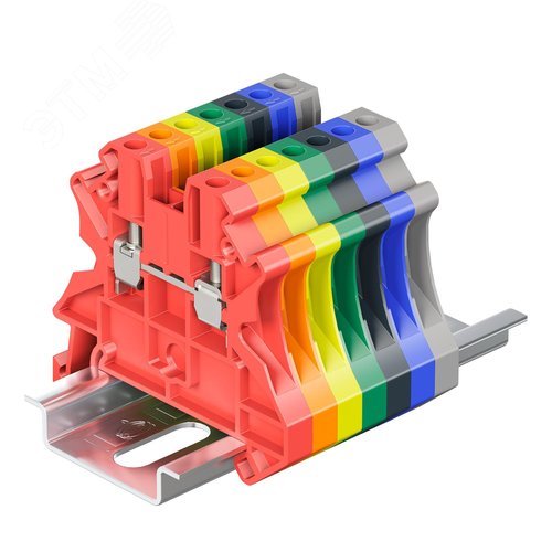 Клемма проходная, винтовой зажим, 2 точки подключения, 2.5 кв.мм, желтая - фото 2