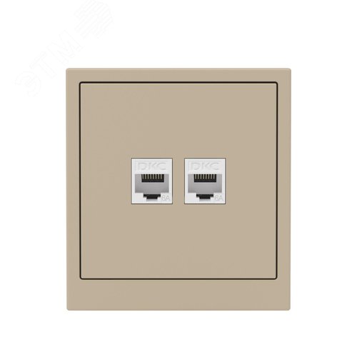 Компьютерная розетка RJ-45 без шторки, кат.6А двойная, KANT, ванильный марципан - фото 6