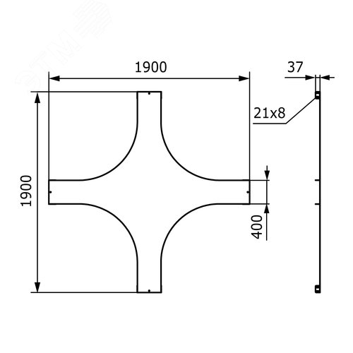Крышка на X-ответвитель 400 R=660мм горячеоцинкованная - фото 2