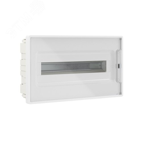 Изображение товара Щиток 18 мод встраиваемый FRAME ЩРв-П-18, белый, с прозрачной дверцей, с 2 шинами PEN на 8 и 10 отв. F18B1WT DKC (шт)