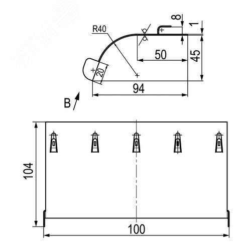 Ограничитель радиуса изгиба кабеля L 100 мм металлический - фото 2