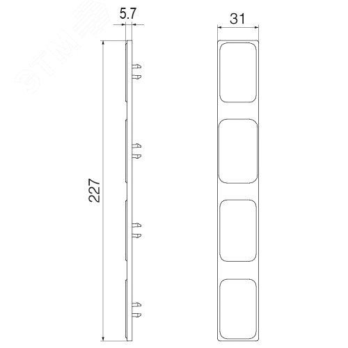 Заглушка торцевая держ.шин 5-10мм 4п60мм - фото 2