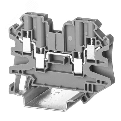 Клемма проходная, винтовой зажим, 4 точки подключения, 4 кв.мм, серая - фото 1