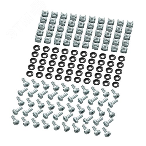 Комплект крепежный для установки 19дюймового профиля в шкаф:Винт, шайба, гайка - комплект крепления 50 шт - фото 2