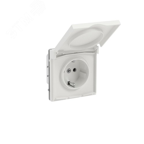 Розетка силовая, 2P+E, с з/ш, с крышкой, IP44, KANT, белый песок - фото 2