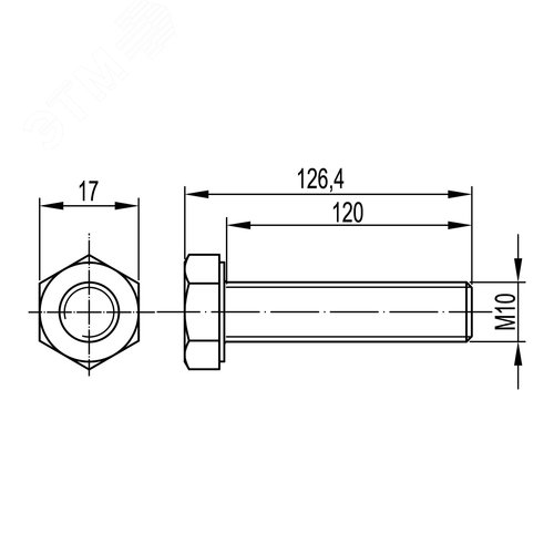 Болт с шестигранной головкой М10х120, горяеоцинкованный - фото 2