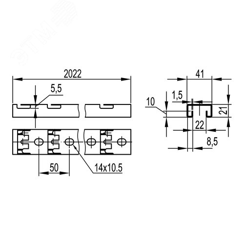 Профиль С-образный для проволочного лотка 41х21 L2000 толщина 1.5 мм - фото 2
