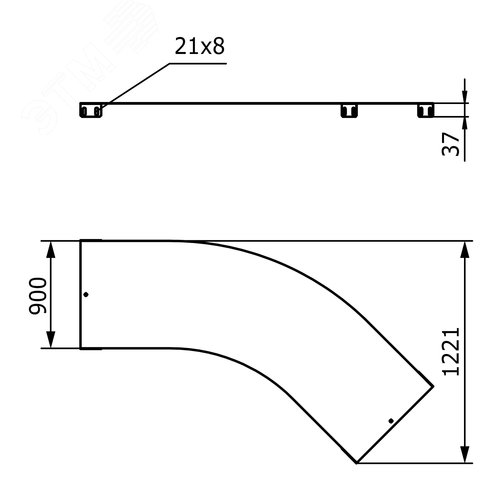 Крышка на угол 45 градусов основание 900мм R=660мм горячеоцинкованная - фото 2