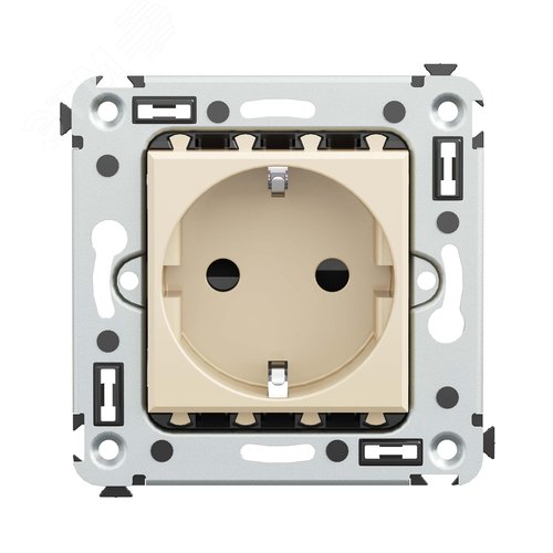 Avanti Розетка в стену, 2P+E, с защитными шторками, ''Ванильная дымка'' - фото 1