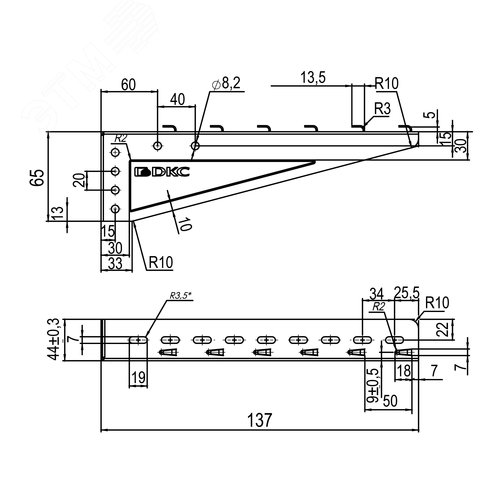 Консоль легкая для проволочного лотка основанием 100 мм - фото 2