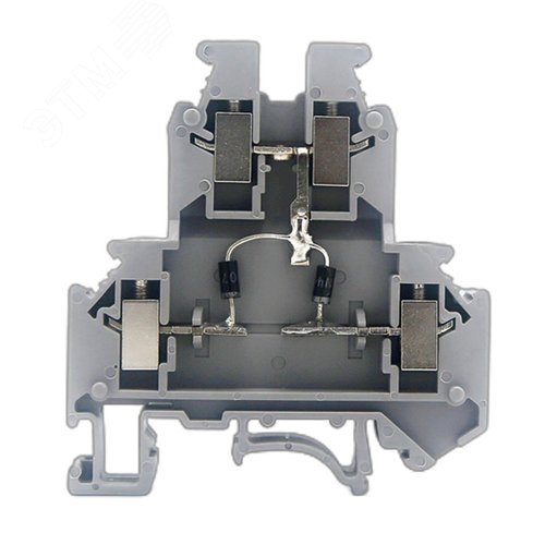 Клемма со встроенным диодом, винтовой зажим, 4 точки подключения, 4 кв.мм, серая - фото 1