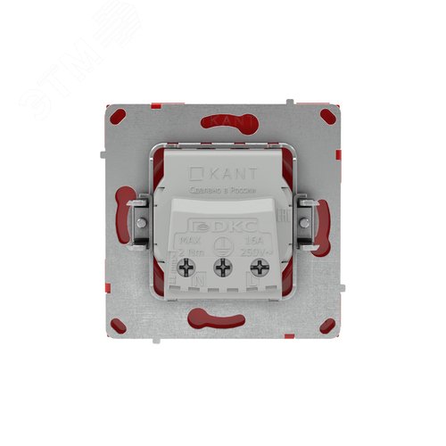 Розетка силовая, 2P+E, с з/ш, KANT, красный сатин - фото 3