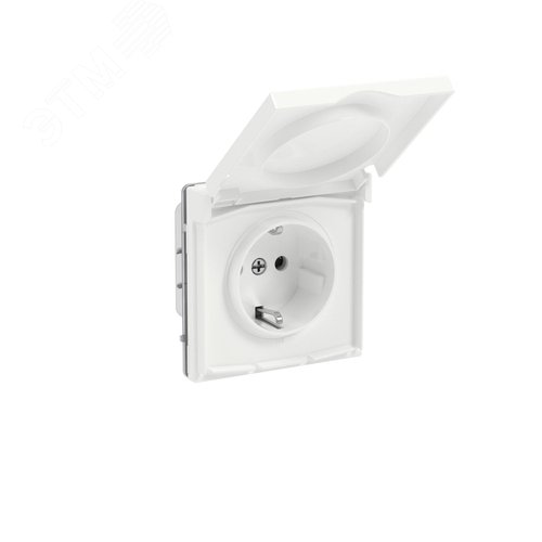 Розетка силовая, 2P+E, с з/ш, с крышкой, IP44, KANT, белая магнолия - фото 2
