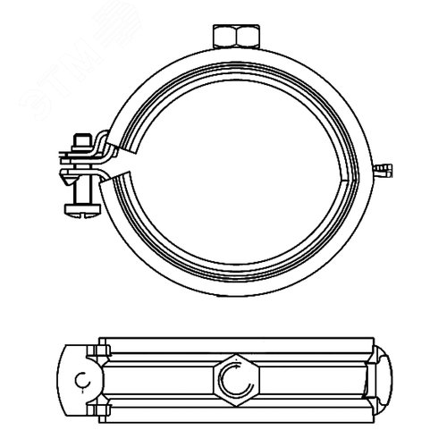 Хомут быстрой фиксации с изоляцией с гайкой М8 для труб d 1 1/4'' - фото 2