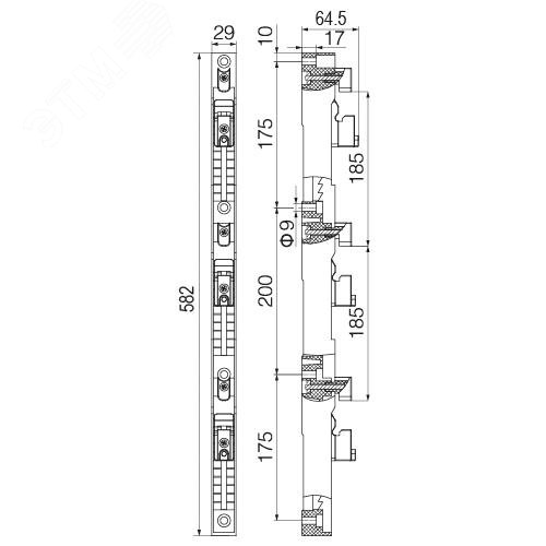 Держатель шин 30-120x10 3пол 185мм - фото 5