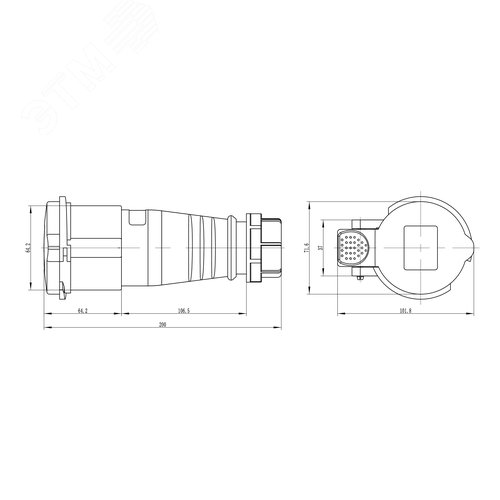 Розетка кабельная 32A 3P+E IP44 переносная 400V - фото 2