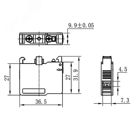Контактный блок с клеммными зажимами под винт, нормально-открытый - фото 5