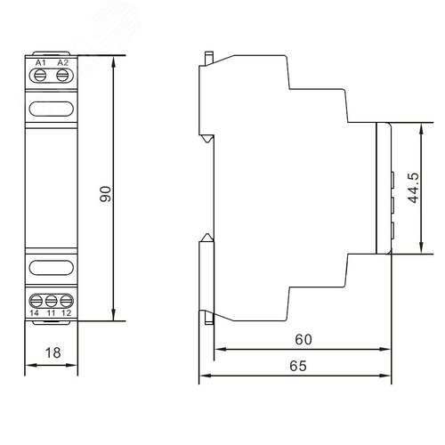 Реле контроля фаз, 3 фазы + N, тип DRF, контроль напряжения , контроль обрыва фаз, котроль чередования фаз, контроль асимметрии, конфигурация контакта 2CO, 120-277В - фото 2